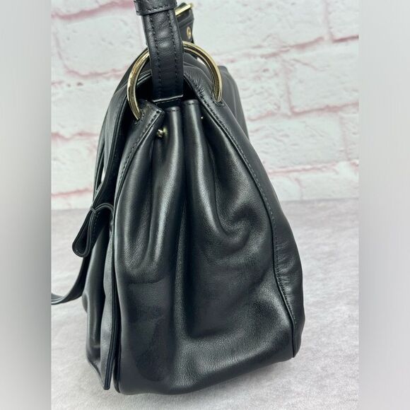 Valentino Garavani $2795 Rockstud Ruched Bloomy Black Leather Bag - Picture 4 of 14